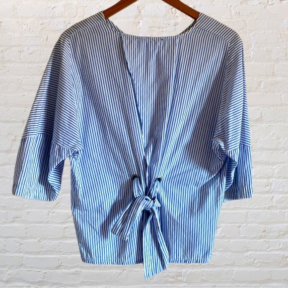 LIPSLIDE STRIPED OVERLAP BACK SASH TIE TOP - Picture 2 of 12